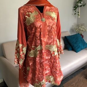 Agha Noor silk shirt dupatta